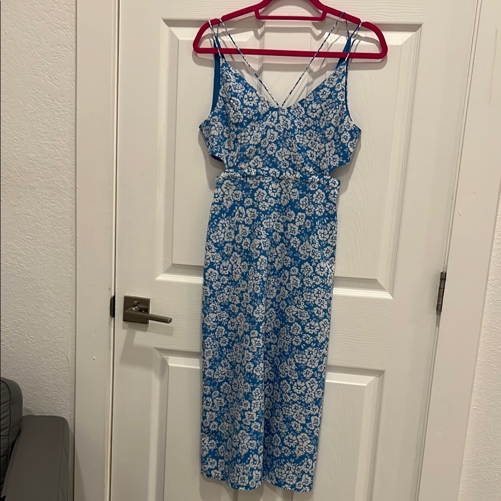 Floral Blue Sleeveless Dress